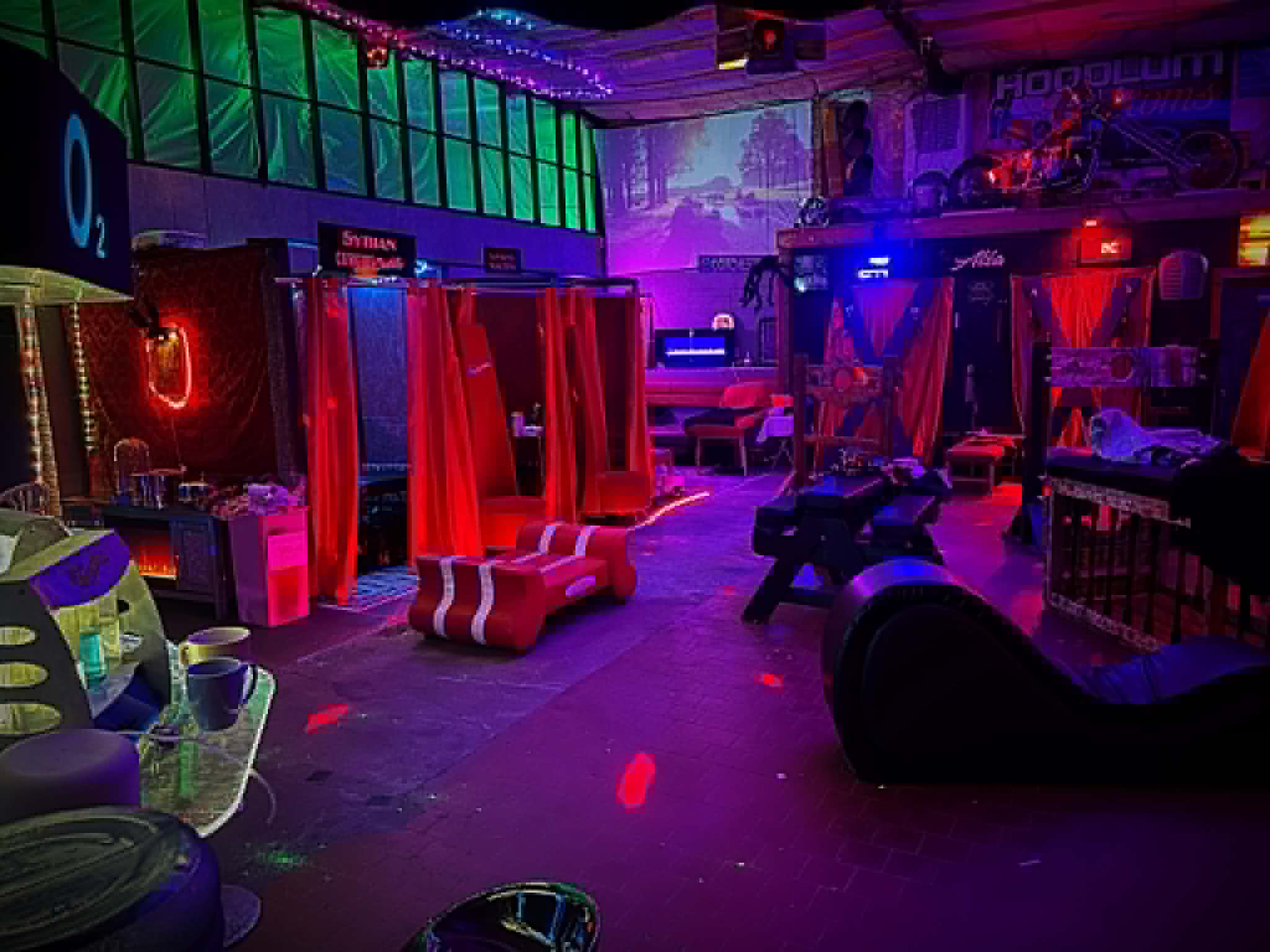 The Warehouse play area with private curtained spaces